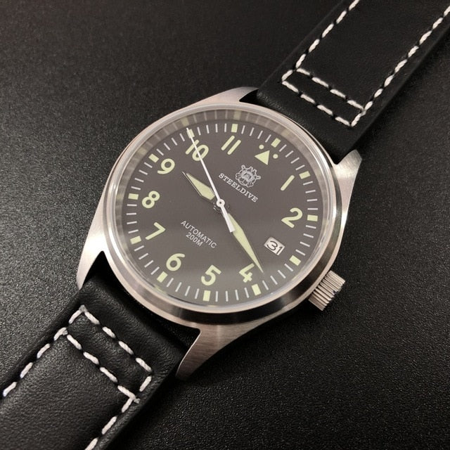200M Waterproof Diver Mechanical Dive Watch For Men Leather Sapphire Crystal Business Men's Pilot Watch NH35 Automatic Watches
