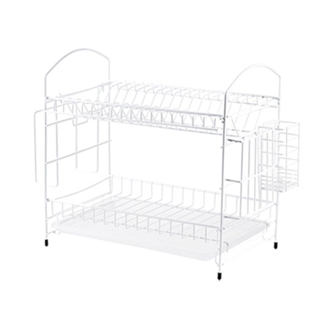 Aluminium Alloy Dish Rack Kitchen Organizer Storage Drainer Drying Plate Shelf Sink Supplies Knife and Fork Container