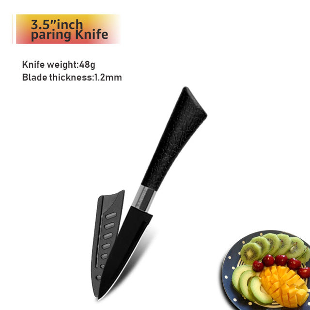Chef Knives Stainless Steel Knives Tools Black Blade Paring Utility Santoku Chef Slicing Bread Kitchen Accessories Set Tools