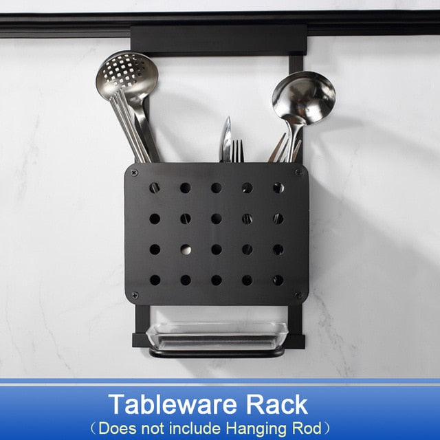 DIY Kitchen Storage Rack Wall Hanging Kitchen Shelf Pot Cover Spice Dish Rack Holders Cross Tube Kitchen Organizer Tools