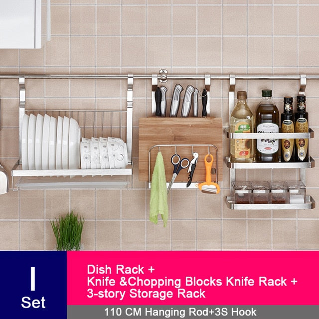 DIY Stainless Steel Kitchen Storage Rack Dish Rack Cutting Boards Stand 304 Stainless Steel Wall Mounted Kitchen Accessories