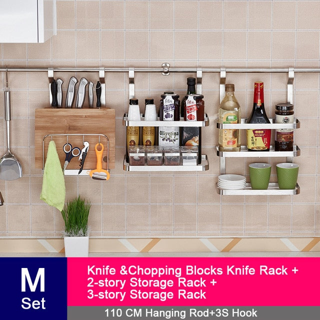 DIY Stainless Steel Kitchen Storage Rack Dish Rack Cutting Boards Stand 304 Stainless Steel Wall Mounted Kitchen Accessories