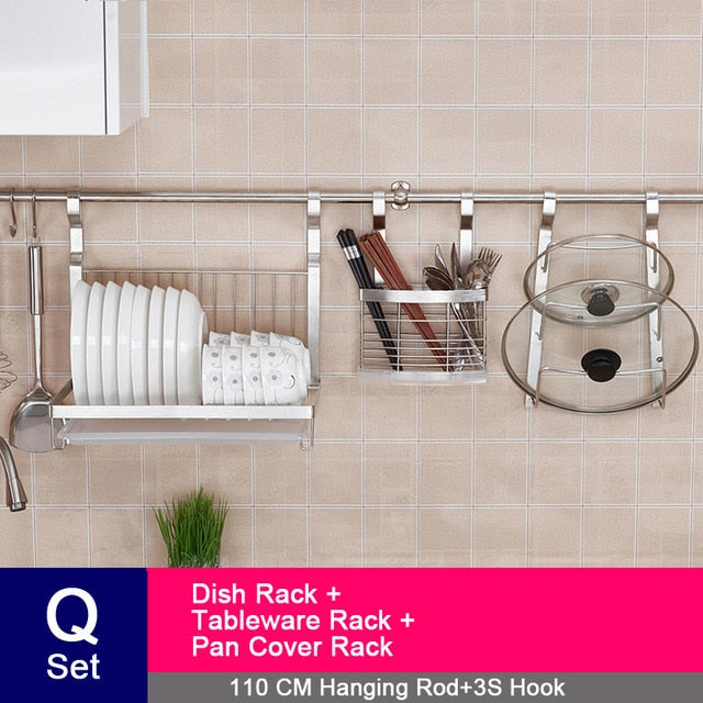 DIY Stainless Steel Kitchen Storage Rack Dish Rack Cutting Boards Stand 304 Stainless Steel Wall Mounted Kitchen Accessories