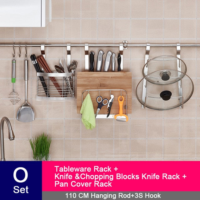 DIY Stainless Steel Kitchen Storage Rack Dish Rack Cutting Boards Stand 304 Stainless Steel Wall Mounted Kitchen Accessories