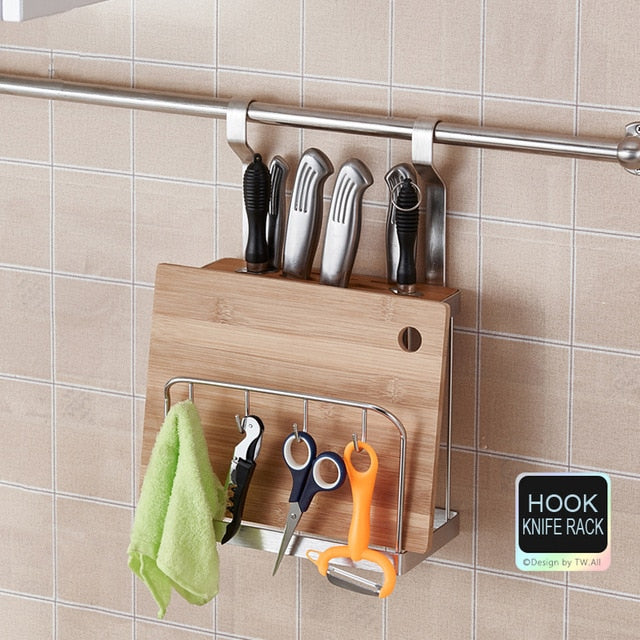 DIY Stainless Steel Kitchen Storage Rack Dish Rack Cutting Boards Stand 304 Stainless Steel Wall Mounted Kitchen Accessories