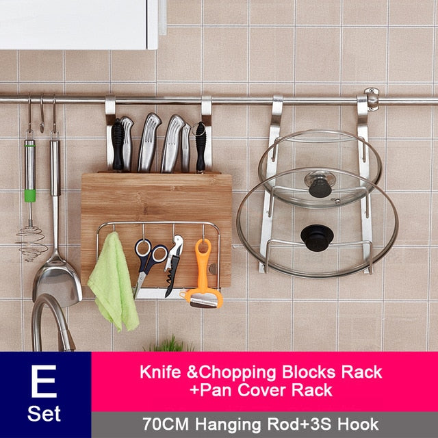 DIY Stainless Steel Kitchen Storage Rack Dish Rack Cutting Boards Stand 304 Stainless Steel Wall Mounted Kitchen Accessories