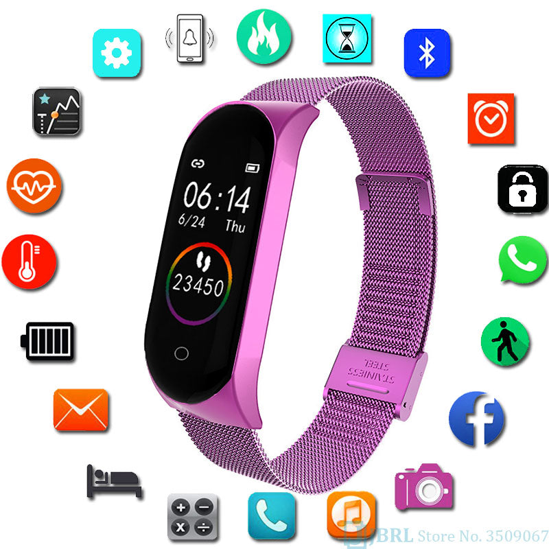 Fashion Stainless Steel Smart Watch women Smartwatch men led watches Android IOS fitness tracker heart rate Smart-watch ladies