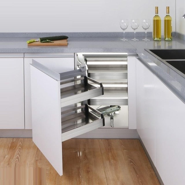 For Keuken Organizer Para Organizar Dish Cucina Cestas Corredera Stainless Steel Cuisine Rack Cozinha Kitchen Cabinet Basket
