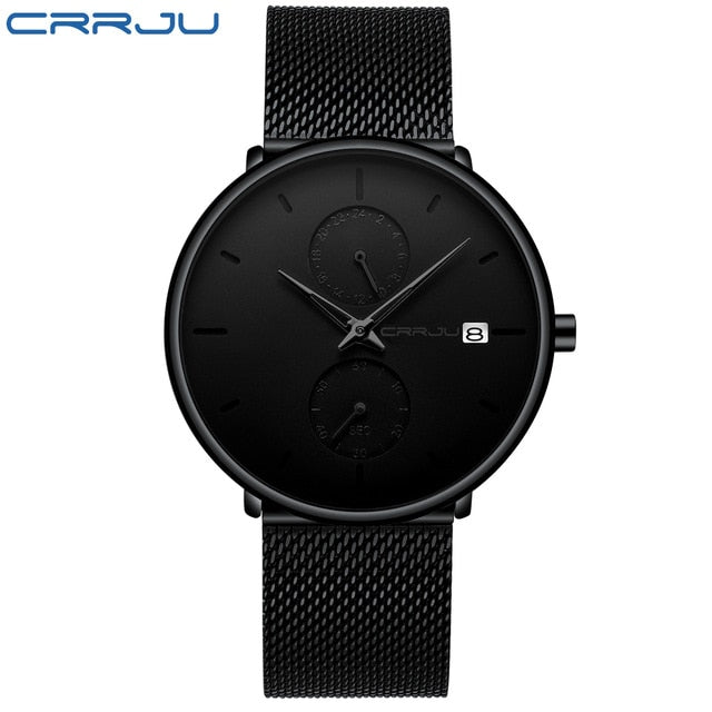 Men Watch CRRJU Top Brand Waterproof Quartz Wrist Watches Mens Stainless Steel Sports Male Clock Date Relogio Masculino