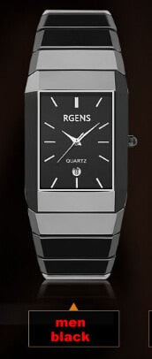 RGENS brand official ladies clocks woman wristwatches black 100% ceramic quartz square luxury womens watches 30m waterproof