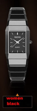 RGENS brand official ladies clocks woman wristwatches black 100% ceramic quartz square luxury womens watches 30m waterproof
