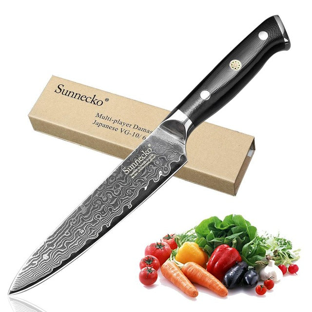 SUNNECKO Premium Chef Knife Japanese Kitchen Knives Sharp Utility Santoku Slicing Paring Cleaver Damascus Cut Knife G10 Handle