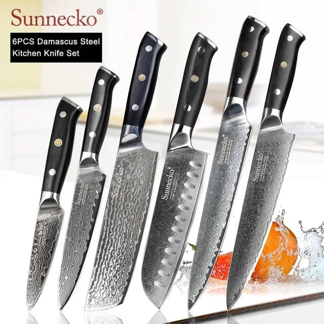 SUNNECKO Premium Chef Knife Japanese Kitchen Knives Sharp Utility Santoku Slicing Paring Cleaver Damascus Cut Knife G10 Handle