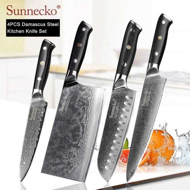 SUNNECKO Premium Chef Knife Japanese Kitchen Knives Sharp Utility Santoku Slicing Paring Cleaver Damascus Cut Knife G10 Handle