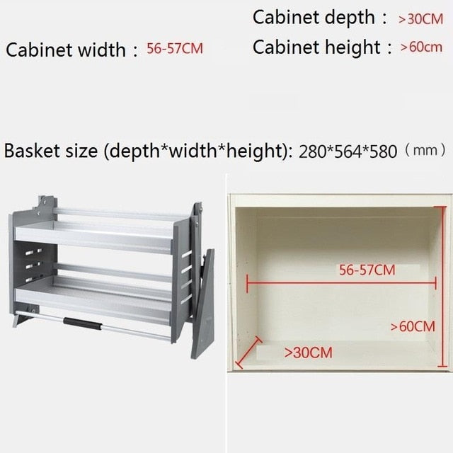 Storage Almacenaje Platos Dish Rack Organizer Armario De Despensa Stainless Steel Hanging Cocina Cuisine Kitchen Cabinet Basket