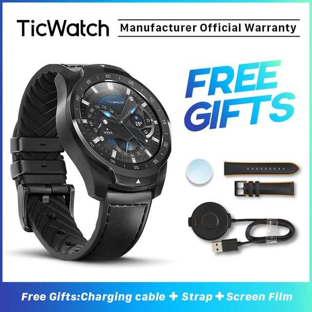 TicWatch Pro Smart Watch Global Version with Google Play NFC Payment Men Bluetooth Smartwatch for Android&iOS TicWatch Official