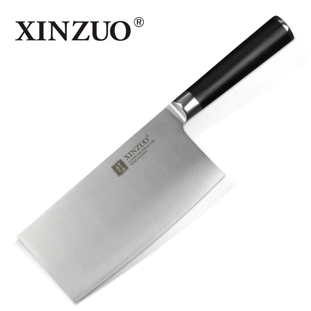 XINZUO 7'' Big Chinese Cleaver Knife 3 layer 440C Clad Forged German Stainless Steel Micarta Handle Kitchen Knives Cooking Tools