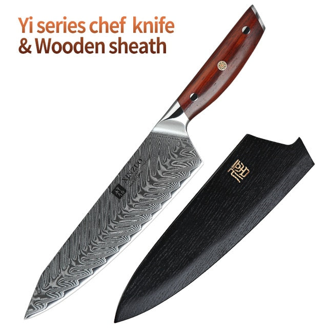XINZUO 8.5 inches Chef Knife Japanese VG10 Damascus Kitchen Knives Stainless Steel Slicing Meat Cooking Knife Rosewood Handle
