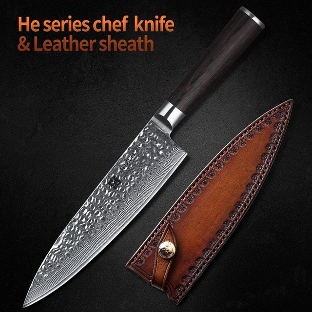 XINZUO 8" inch Chef Knife Damascus Steel Kitchen Chef Accessories Advanced Gyotou Knife Gift Knives Pakka Wood Handle