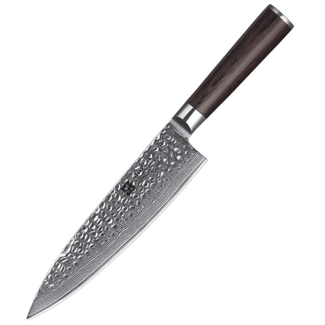 XINZUO 8" inch Chef Knife Damascus Steel Kitchen Chef Accessories Advanced Gyotou Knife Gift Knives Pakka Wood Handle