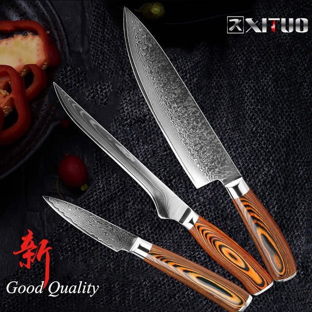 XITUO 5.5"inch Boning knife super sharp Japanese VG10 steel kitchen Damascus Utility knives Color wood handle Fish knife gift