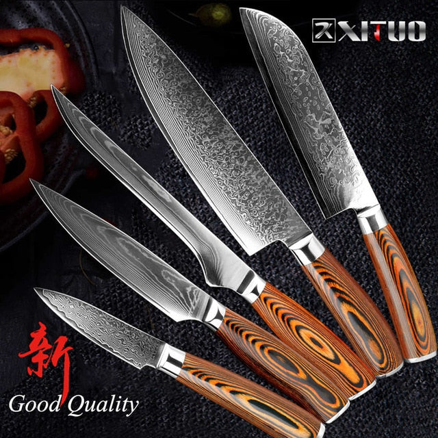 XITUO 5.5"inch Boning knife super sharp Japanese VG10 steel kitchen Damascus Utility knives Color wood handle Fish knife gift