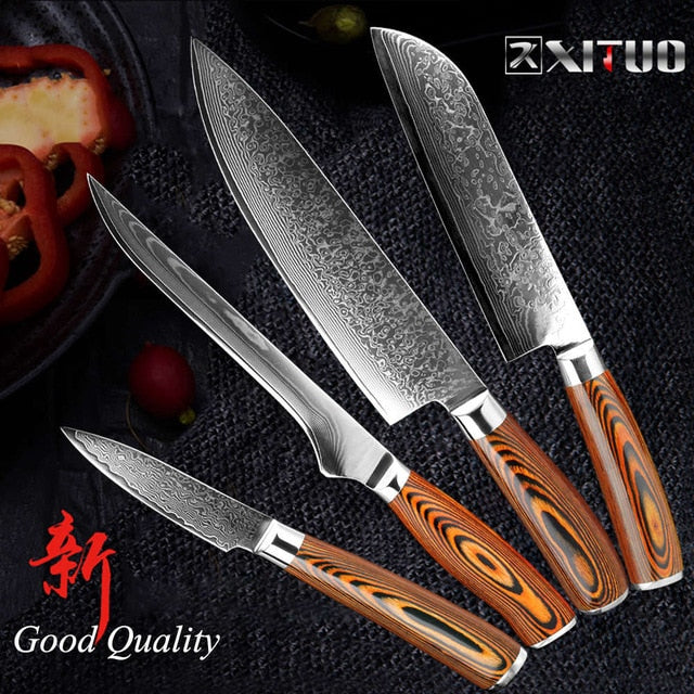 XITUO 5.5"inch Boning knife super sharp Japanese VG10 steel kitchen Damascus Utility knives Color wood handle Fish knife gift