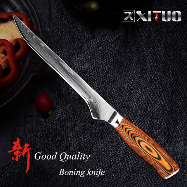 XITUO 5.5"inch Boning knife super sharp Japanese VG10 steel kitchen Damascus Utility knives Color wood handle Fish knife gift