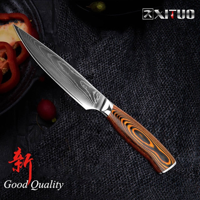 XITUO 5.5"inch Boning knife super sharp Japanese VG10 steel kitchen Damascus Utility knives Color wood handle Fish knife gift