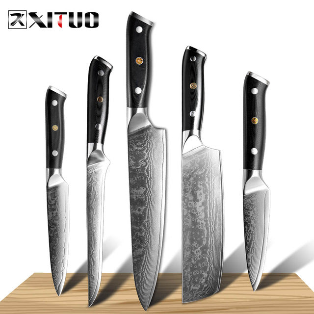 XITUO Kitchen Chef Knife Set VG10 Damascus Steel 67-story Slices Nakiri Kiritsuke Sushi Knife Bone Japanese Knife Cooking Tools