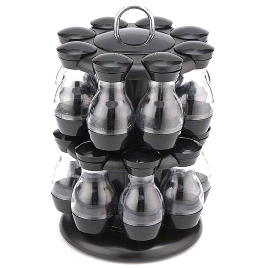 16Pcs Condiment Set 360 Rotating Spice Jar Rack Kitchen Cruet Condiment Bottle Coffee Sugar Seal Jar Container Castor