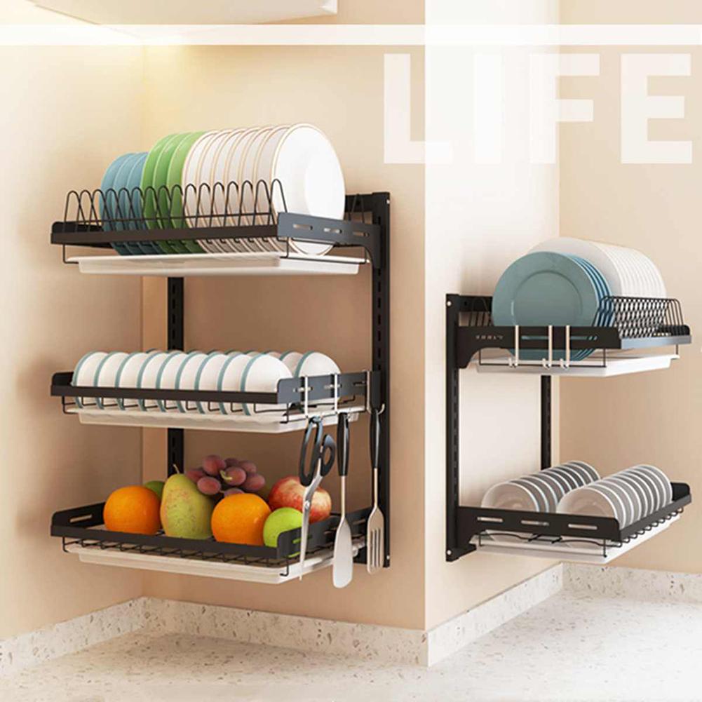 304 Stainless Steel Kitchen Bowl Rack Tableware Cup Drainer Dish Drying Rack Kitchen Wall-mounted Storage Rack Storage Box