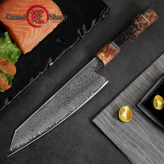 8.2 Inch Damascus Kitchen Knife Handmade Chef Knife VG10 Japanese Damascus Steel Kiritsuke Kitchen Knife Gift Box Grandsharp