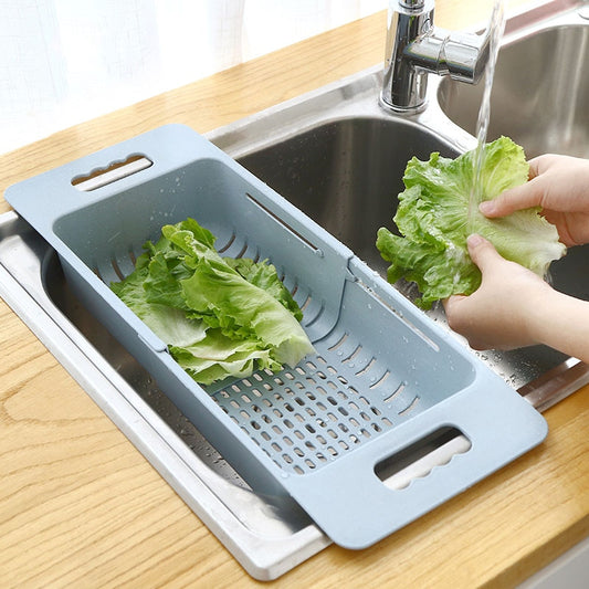 Adjustable Dish Drainer Sink Drain Basket Washing Vegetable Fruit Plastic Drying Rack Kitchen Accessories Organizer H1235