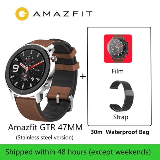 Amazfit GTR 47mm Smart Watch Men 5ATM Waterproof Huami GPS Smartwatch Up to 24 Days Battery AMOLED Screen 12 Sport Modesl