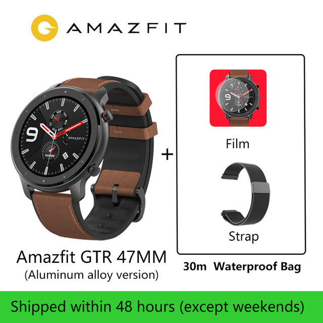 Amazfit GTR 47mm Smart Watch Men 5ATM Waterproof Huami GPS Smartwatch Up to 24 Days Battery AMOLED Screen 12 Sport Modesl