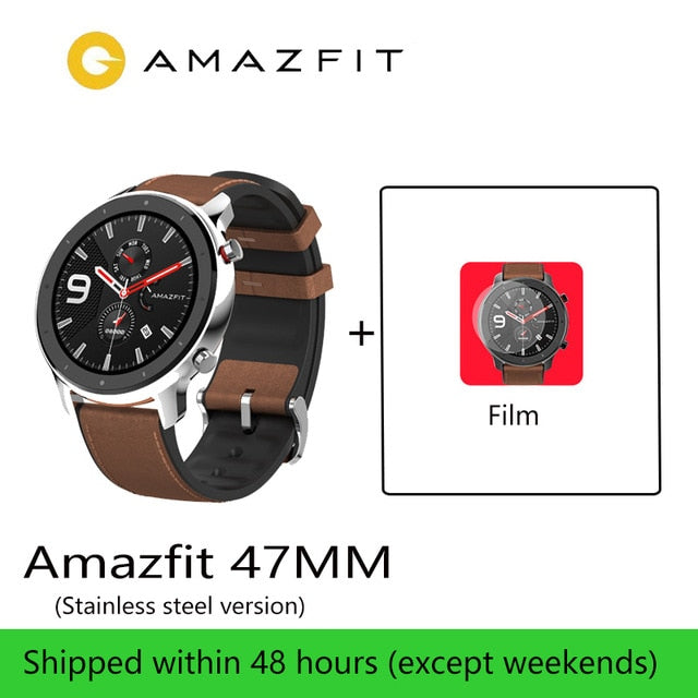 Amazfit GTR 47mm Smart Watch Men 5ATM Waterproof Huami GPS Smartwatch Up to 24 Days Battery AMOLED Screen 12 Sport Modesl