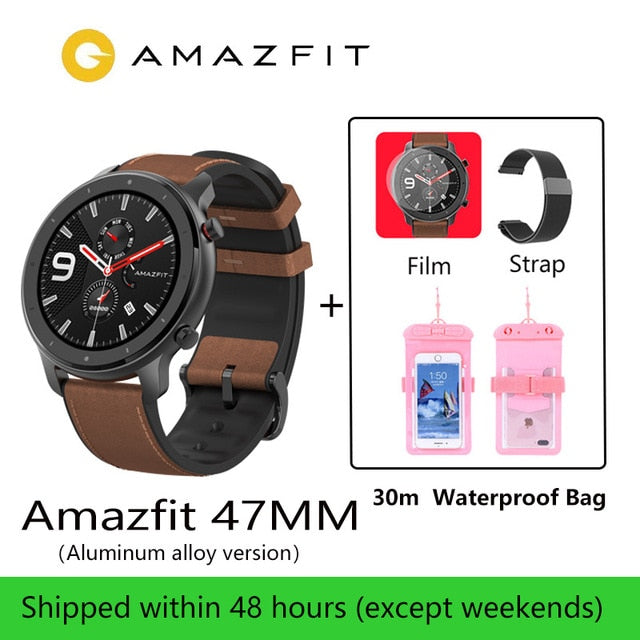 Amazfit GTR 47mm Smart Watch Men 5ATM Waterproof Huami GPS Smartwatch Up to 24 Days Battery AMOLED Screen 12 Sport Modesl