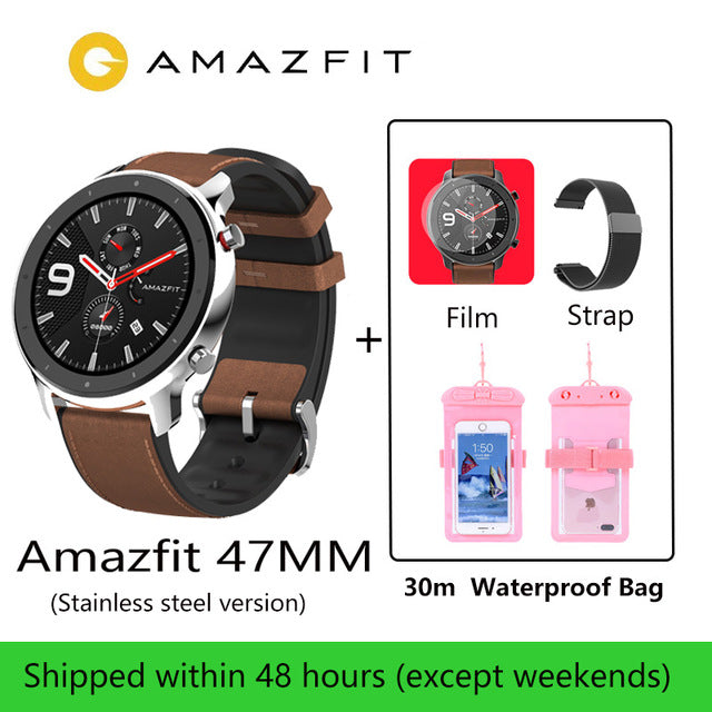 Amazfit GTR 47mm Smart Watch Men 5ATM Waterproof Huami GPS Smartwatch Up to 24 Days Battery AMOLED Screen 12 Sport Modesl