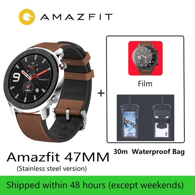 Amazfit GTR 47mm Smart Watch Men 5ATM Waterproof Huami GPS Smartwatch Up to 24 Days Battery AMOLED Screen 12 Sport Modesl