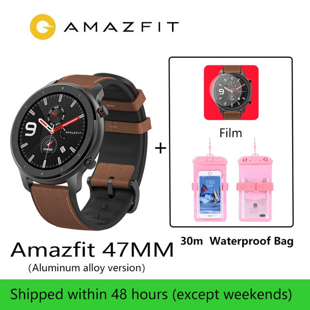 Amazfit GTR 47mm Smart Watch Men 5ATM Waterproof Huami GPS Smartwatch Up to 24 Days Battery AMOLED Screen 12 Sport Modesl