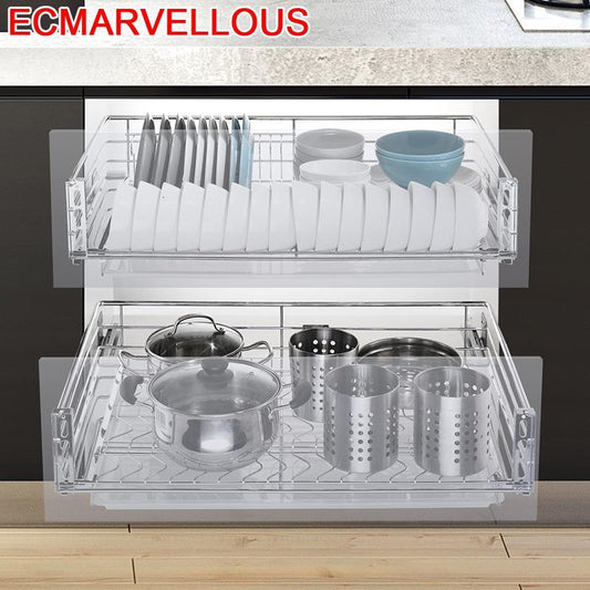 And Cupboard Drawer For Dish Drainer Organizador Stainless Steel Cocina Cuisine Organizer Kitchen Cabinet Storage Basket