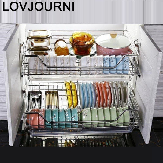 And Storage Organizador Armario Cocina Stainless Steel Cuisine Organizer Cozinha Kitchen Cabinet Cestas Para Organizar Basket