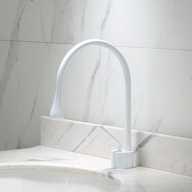 Brushed Golden Basin Faucet Single Lever 360 Rotation Spout Brass Mixer Tap For Kitchen Hot Cold Water Bathroom Basin Water Sink