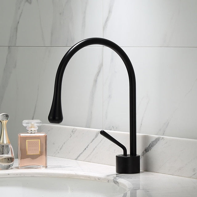 Brushed Golden Basin Faucet Single Lever 360 Rotation Spout Brass Mixer Tap For Kitchen Hot Cold Water Bathroom Basin Water Sink