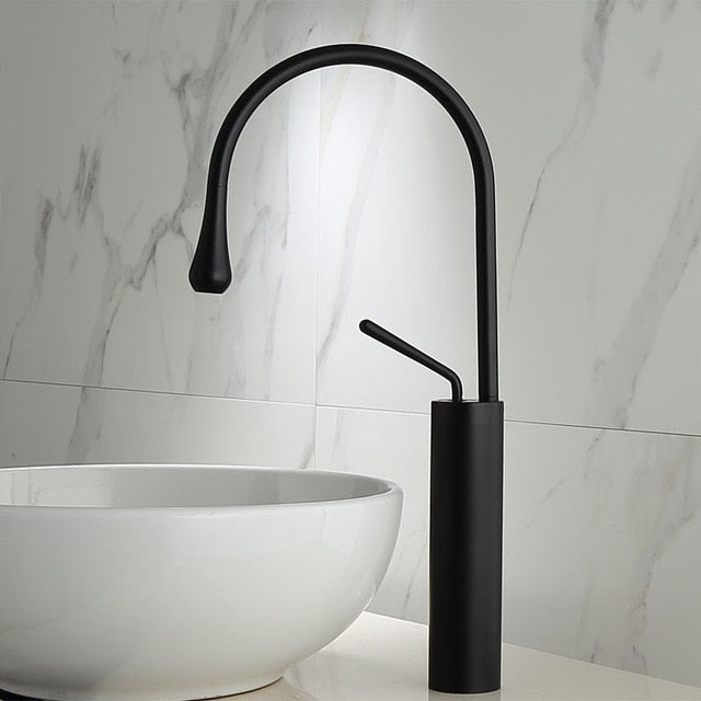 Brushed Golden Basin Faucet Single Lever 360 Rotation Spout Brass Mixer Tap For Kitchen Hot Cold Water Bathroom Basin Water Sink