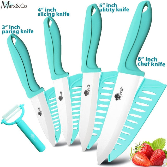 Ceramic Knife 3 4 5 6 inch Knives Kitchen Set White Blade Chef Utility Paring Vegetable Slicing Ceramic Knives With Peeler Set