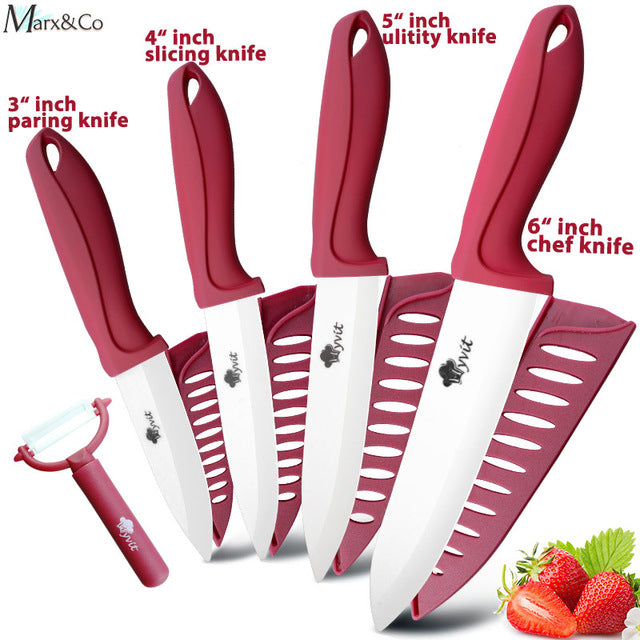 Ceramic Knife 3 4 5 6 inch Knives Kitchen Set White Blade Chef Utility Paring Vegetable Slicing Ceramic Knives With Peeler Set