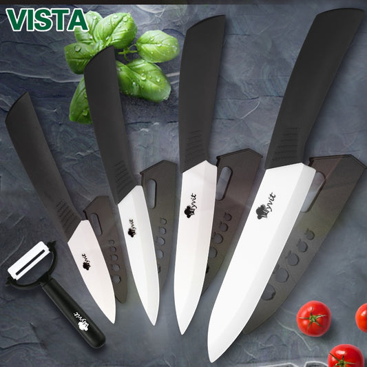 Ceramic Knives Kitchen knives 3 4 5 6 inch Chef knife Cook Set+peeler white zirconia blade Multi-color Handle High Quality