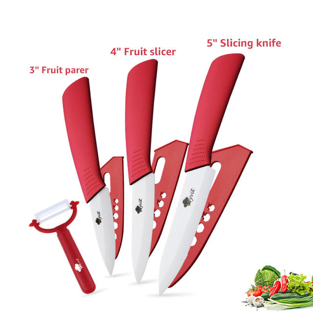 Ceramic Knives Kitchen knives 3 4 5 6 inch Chef knife Cook Set+peeler white zirconia blade Multi-color Handle High Quality